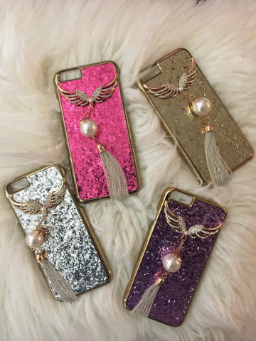 Angel wings bling encrusted tassel case-Iphone - The Glitzy Shop