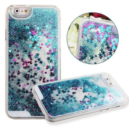 Blue falling stars liquid case-Iphone & Samsung - The Glitzy Shop