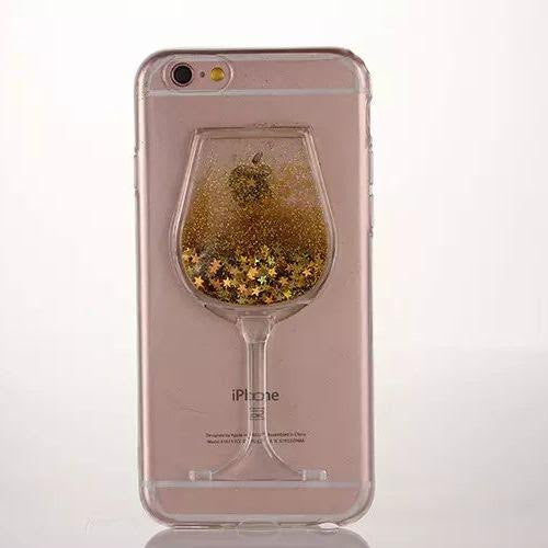 Gold liquid Wine Glass Glitter Case-Iphone - The Glitzy Shop