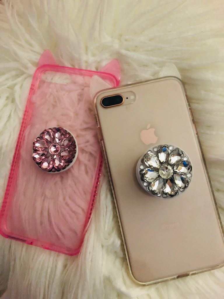 Cat ears transparent case for Iphone with holder - The Glitzy Shop