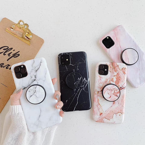 Marble phone case with free matching grip - The Glitzy Shop